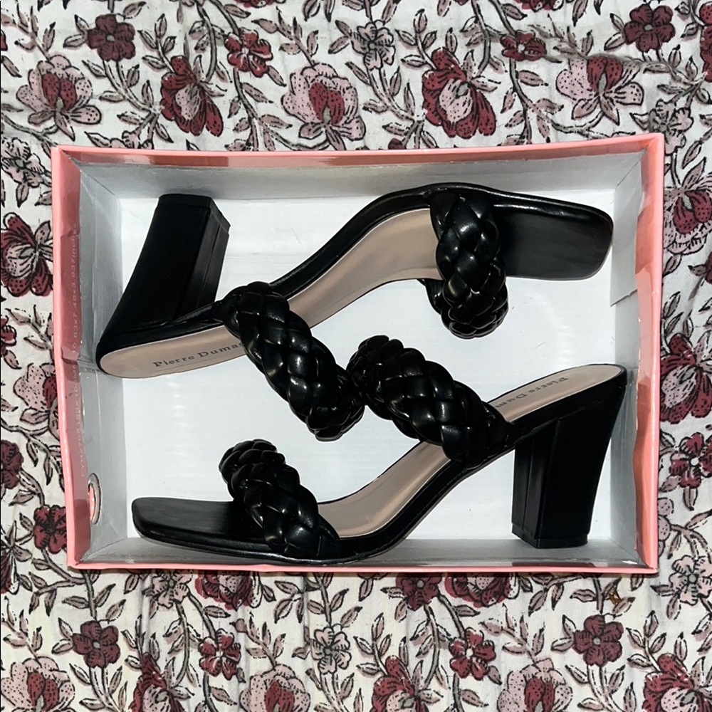 Black Braided Heeled Sandals